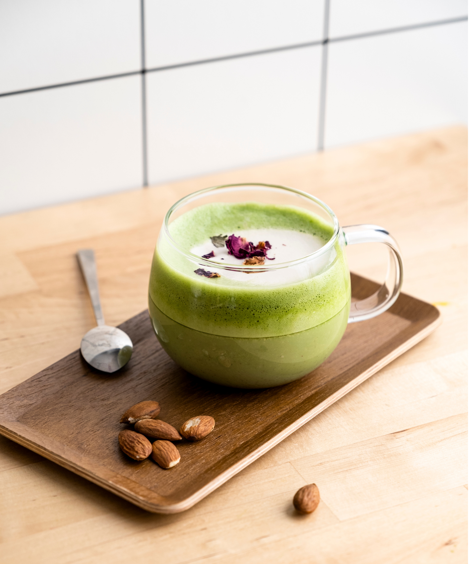 Almond Rose Matcha Latte