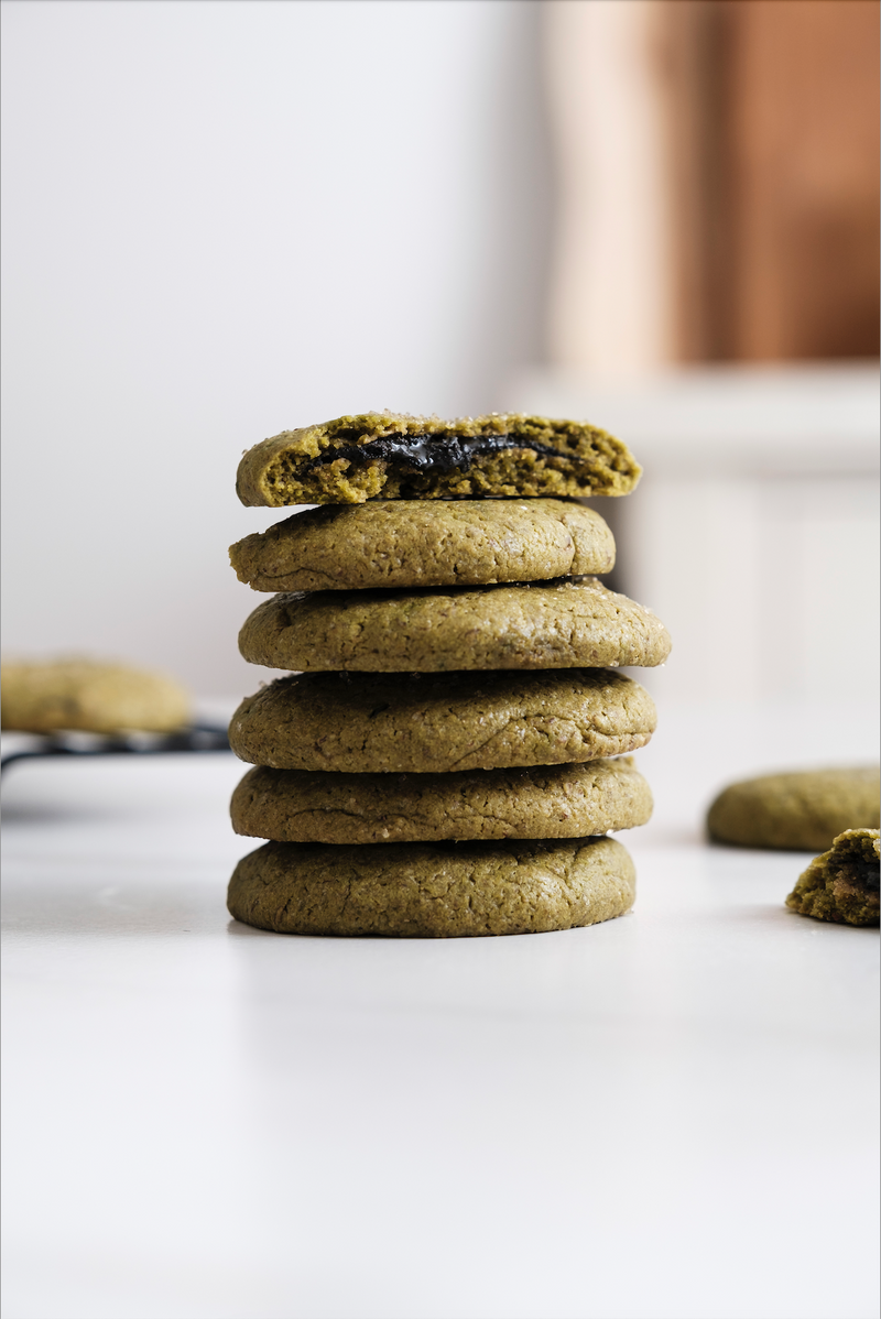 Black Sesame Stuffed Matcha Cookies